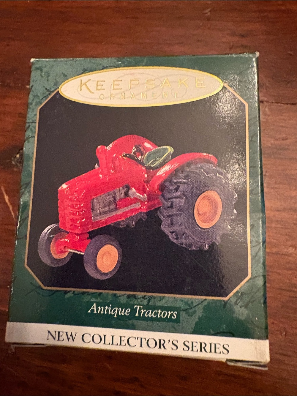 KEEPSAKE the Label Miniature Red Tractor Ornament with Yellow Wheels
